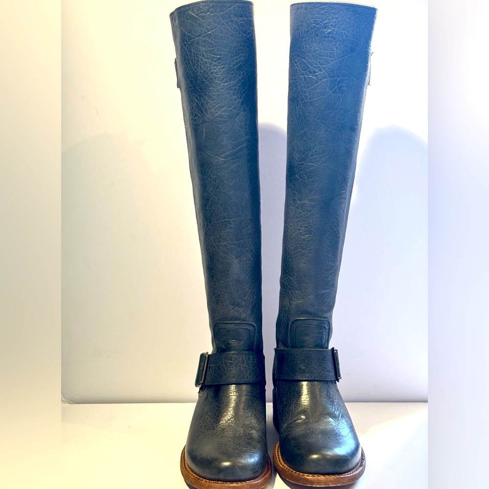 Johnny Ringo Riding Boots Leather Bailey Buckle Studded Gray SZ 5B Equestrian